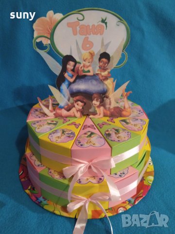 Картонена торта Феята камбанка / Тинкърбел