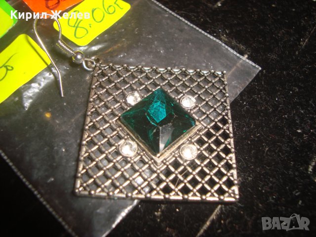 ВИСУЛКА ОБЕЦА с ГОЛЯМ КРАСИВ ФАСЕТИРАН ТРЕВИСТО-ЗЕЛЕН БОХЕМСКИ КРИСТАЛ 6370, снимка 3 - Обеци - 30665818