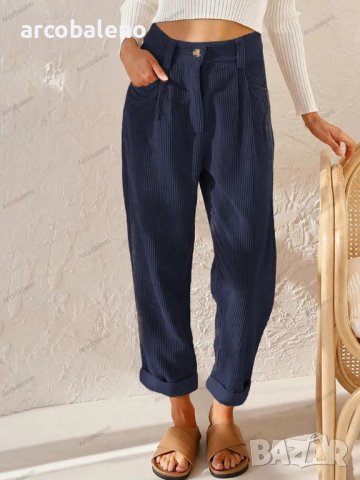 Дамски широки панталони от кадифе с висока талия и широки прави крачоли, 7цвята - 023 , снимка 17 - Панталони - 42815362
