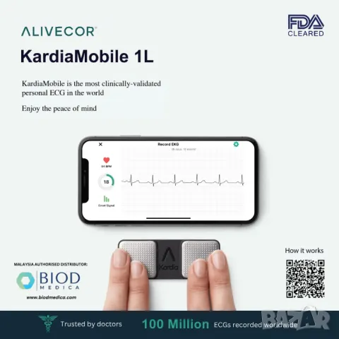 KardiaMobile ЕКГ монитор от AliveCore by OMRON