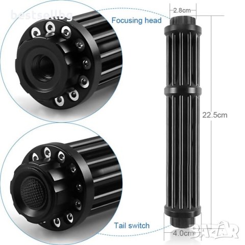 Мощен син акумулаторен лазер пойнтер 5000mW палещ клечка горящ цигара, снимка 8 - Измервателни инструменти - 29084757