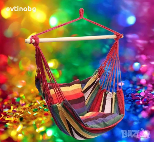 Удобен и здрав хамак с въжета – релакс на открито или на терасата, снимка 2 - Градински мебели, декорация  - 53906204