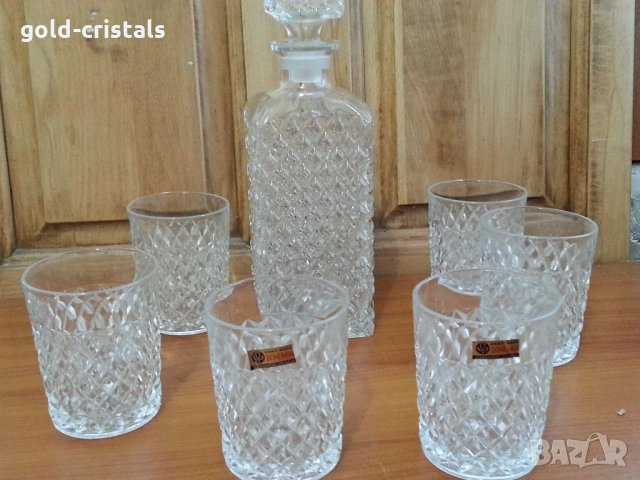 Кристални чаши и гарафа Бохемия Чехословакия