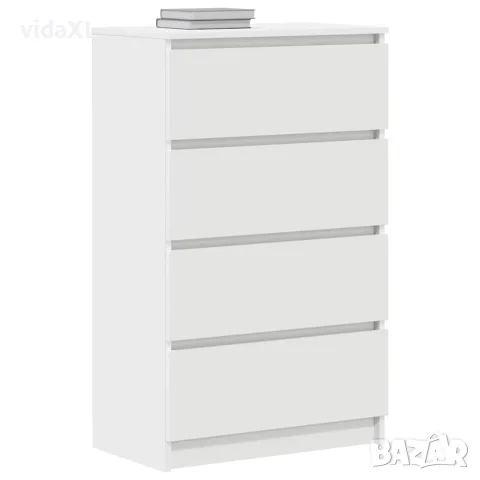 vidaXL Сайдборд, бял, 60x35x98,5 см, инженерно дърво, снимка 5 - Бюфети - 56147692