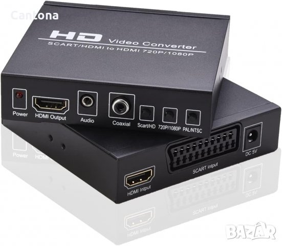 SCART/HDMI към HDMI HD Video Converter Scart към HDMI адаптер с PAL/NTSC, 1080P/720P поддръжка на HD