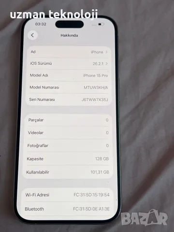15 Pro. 128 GB perfect Condition, снимка 3 - Apple iPhone - 56336248