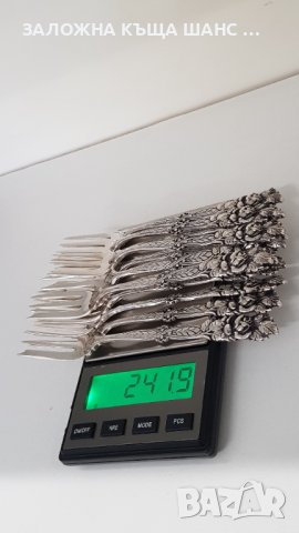 Винтидж комплект 12 бр красиви десертни вилици от сребро 800 проба