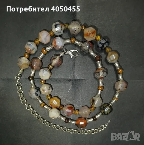 Дамско колие от естествени камъни с фасетирани мъниста