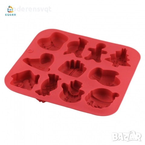 Силиконова форма за коледни сладки и шоколад силиконов коледен молд с 11 различни фигурки, снимка 5 - Форми - 52237254