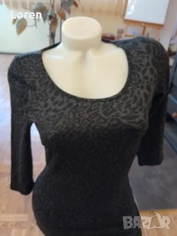 Рокля сиво и черно в пантерен десен с цепка отзад, снимка 5 - Рокли - 48141492