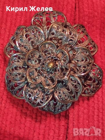 ФИЛИГРАННА СТАРИННА СРЕБЪРНА ФЛОРАЛНА БРОШКА МАЙСТОРСКА РЪЧНА КУЮМДЖИЙСКА ИЗРАБОТКА 34408