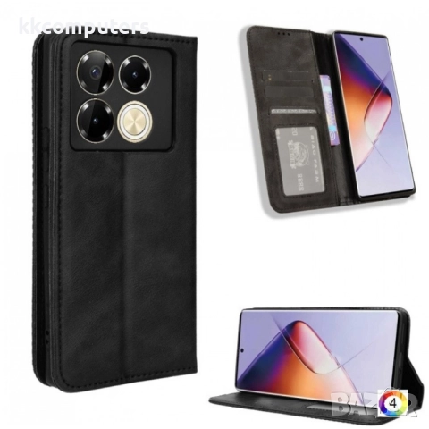 Infinix Note 40 Pro 5G Magnetic Buckle Retro Texture Кожен Калъф и Протектор
