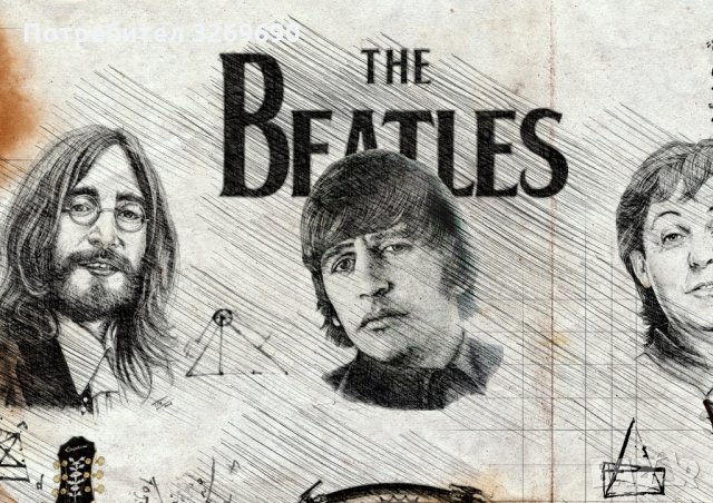 The Beatles постер плакат Бийтълс  Арт. стил Леонардо да Винчи, снимка 3 - Картини - 35549238