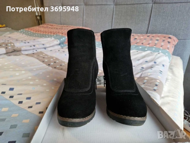 Дамски черни боти от естествен велур, снимка 6 - Дамски боти - 51048153