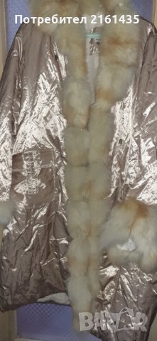 Дълго зимно палто с естествен косъм , снимка 5 - Якета - 42052219