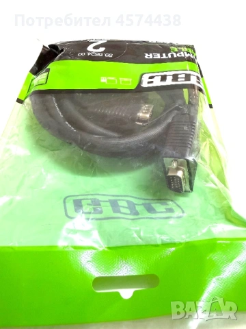 Оригинален VGA компютърен кабел (D-Sub 15 pin) 2М, снимка 2 - Кабели и адаптери - 53214337