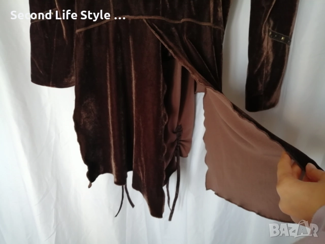 Стиймпънк дамска кадифена рокля/туника с капси и копчета р-р M, снимка 16 - Рокли - 52958780