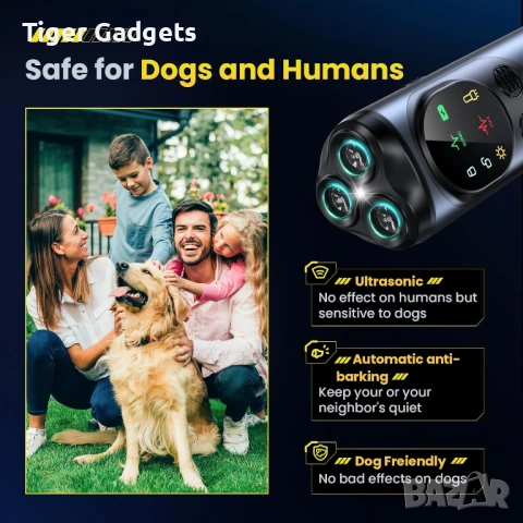 Anti Bark Device for Dogs – ултразвуков кучегон против лай с 3 излъчвателя и LED светлина, снимка 6 - За кучета - 53904236