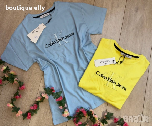 дамска тениска в жълто и синьо