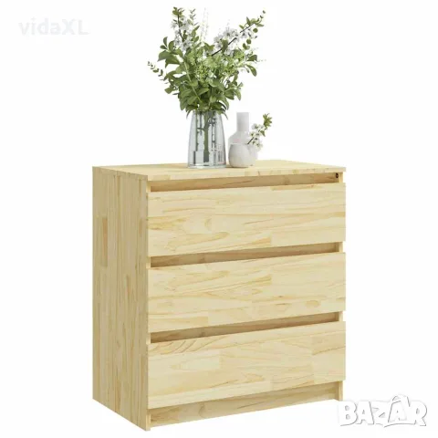 vidaXL Нощно шкафче, 60x36x64 см, бор масив, снимка 3 - Шкафове - 56147775