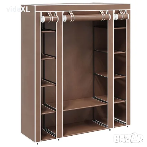 vidaXL Текстилен гардероб с отделения и летви, 45 x 150 x176 см, кафяв, снимка 3 - Гардероби - 56146356