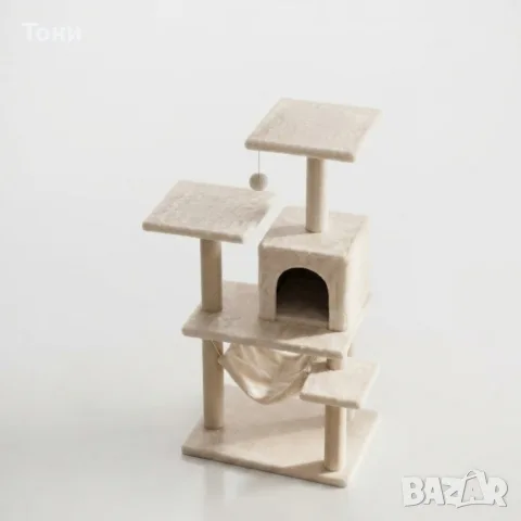 Котешки център за игра и почивка с драскалка и къщичка, 125 см, снимка 3 - За котки - 56109409