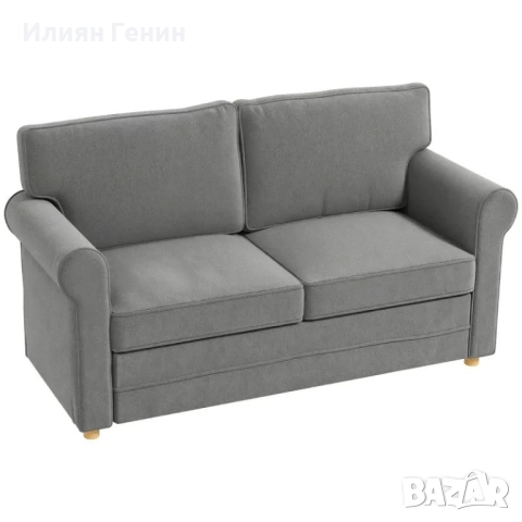 Двуместен диван HOMCOM, плат с имитация на лен