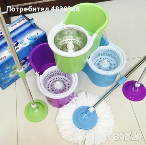 Моп за почистване на под - ламинат - spin mop 360 ПРОМО ЦЕНА, снимка 2 - Мопове, кофи, четки и метли - 56264938