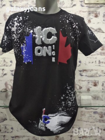Icon- черна тениска, с цветна щампа, памук и еластан