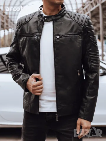 Мъжко черно кожено яке