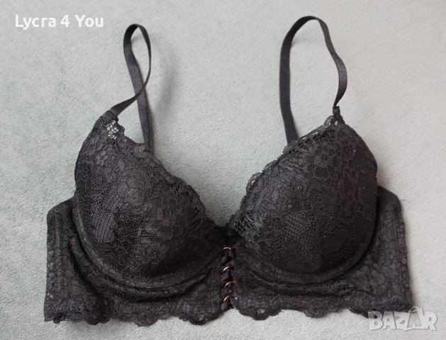 75В черен сутиен с дантела и твърди чашки, снимка 2 - Бельо - 44446009