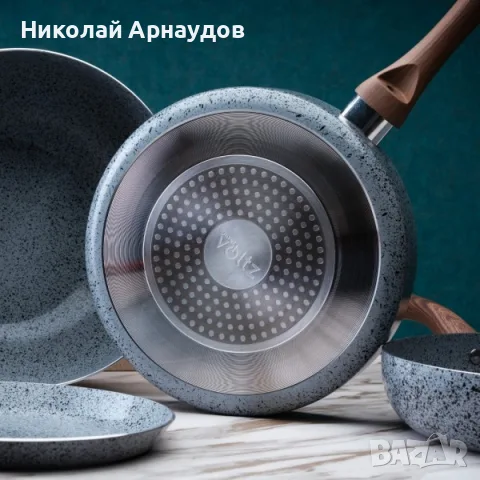Алуминиев тиган Oliver Voltz Siena OV51319J24, с мраморно каменно керамично покритие, 24 х 5 см., снимка 2 - Съдове за готвене - 55791217