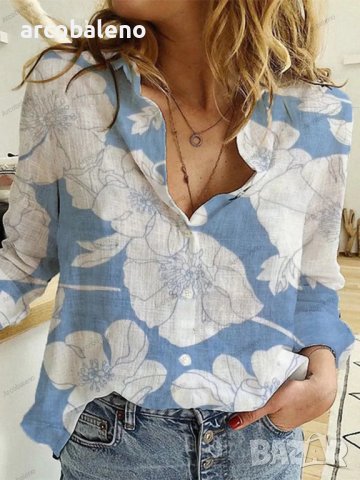 Стилна дамска пролетно-лятна риза за свободното време, 15цвята , снимка 4 - Ризи - 42038857