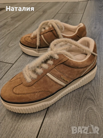 Tamaris Спортни обувки с равна платформа и велур, р.38., снимка 2 - Дамски ежедневни обувки - 53060910