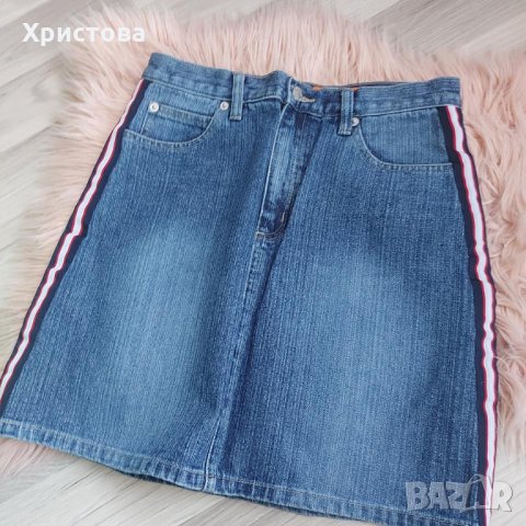 Дънкова пола с кантове - 12,00лв., снимка 3 - Поли - 30468116