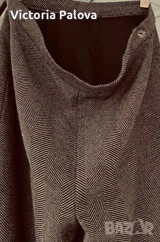 Луксозен вълнен панталон рибена кост с подплата  - премиум herringbone , снимка 8 - Панталони - 52486260