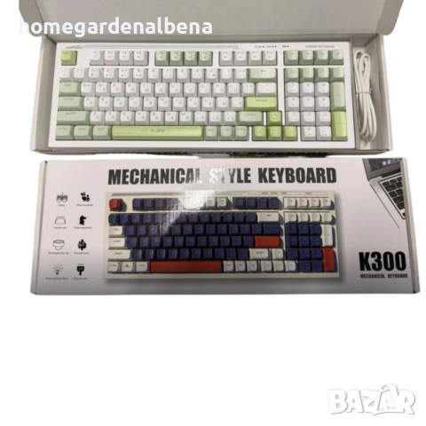 Механична геймърска клавиатура K300 RGB USB – ергономична, подсветка, снимка 4 - Клавиатури и мишки - 54048485