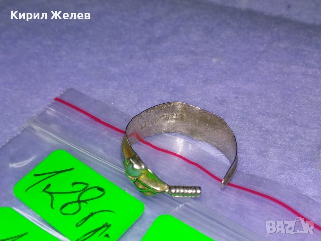 СТАРИННА ЛИСТОВИДНА АРТ НУВО СРЕБЪРНА ОБЕЦА STERLING D АНГЛИЯ РЪЧНА РАБОТА с НАТУРАЛЕН ТЮРКОАЗ 40322, снимка 8 - Антикварни и старинни предмети - 42793719