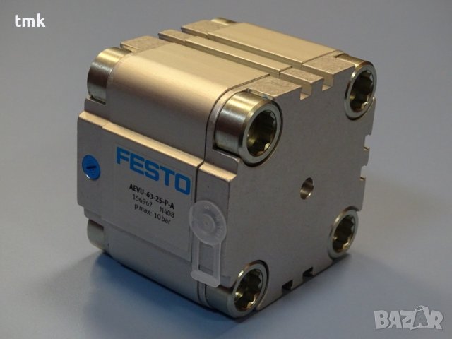 пневматичен цилиндър Festo AEVU-63-25-P-A compact air cylinder, снимка 3 - Резервни части за машини - 40528383