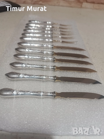 предлагам посребрени прибори 12бр. 100лв, снимка 6 - Прибори за хранене, готвене и сервиране - 52844282