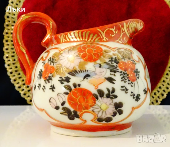 Кана,каничка японски порцелан Kutani-yaki,синигер,гейши,злато. , снимка 4 - Антикварни и старинни предмети - 51220892