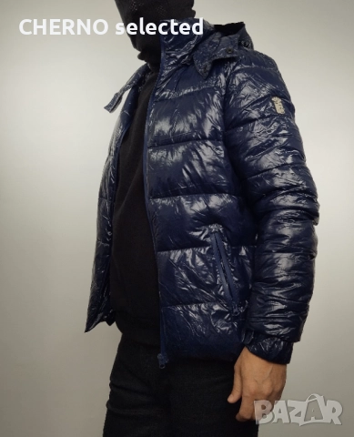 Яке Marina Militare Hooded Shiny Down Jacket – Размер L – Синьо – Отлично състояние, снимка 2 - Якета - 52799163