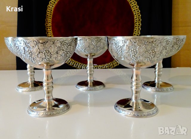 Посребрен сервиз чаши за вино,шампанско 2 бр. , снимка 10 - Антикварни и старинни предмети - 38273053