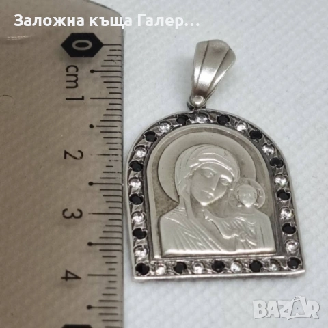 Сребърен медальон 925 "Дева Мария" с фианити, снимка 6 - Колиета, медальони, синджири - 54214877