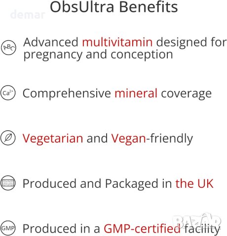 ObsUltra – витамини преди забременяване и бременност  – 27 съставки, снимка 3 - Хранителни добавки - 42743249