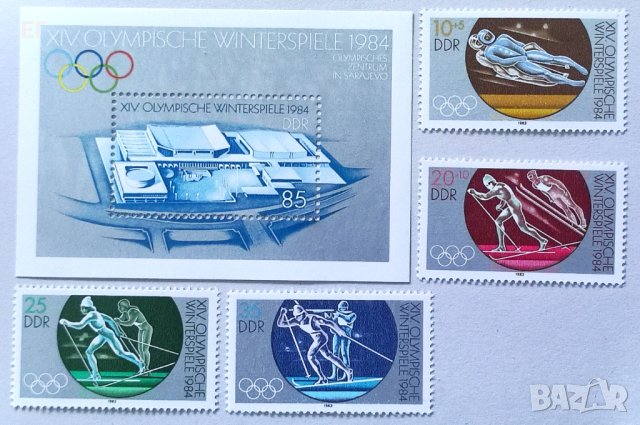 ГДР, 1983 г. - пълна серия чисти марки с блок, олимпиада, 1*38, снимка 1
