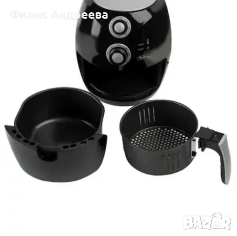 Фритюрник AirFryer Rosberg Premium RP51980C, 1600W, 3л., Горещ въздух, Таймер, до 200°C, Черен, снимка 4 - Други стоки за дома - 49104281