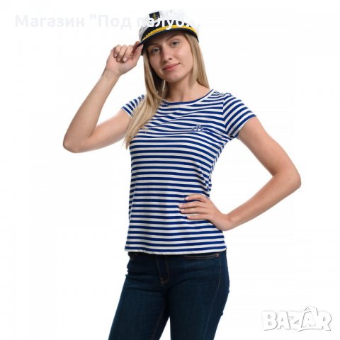 Дамски моряшки сет: тениска и капитанска шапка, снимка 6 - Тениски - 29975136