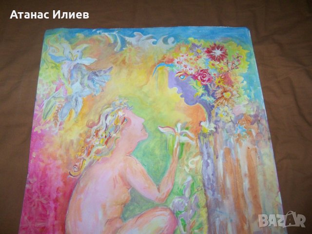"Разговор" красива картина на художничката Десислава Илиева, снимка 3 - Картини - 38817546
