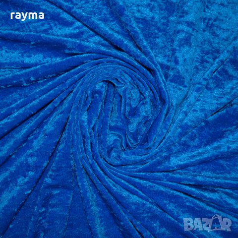 Плат италианско еластично синьо кадифе, снимка 5 - Клинове - 35207076